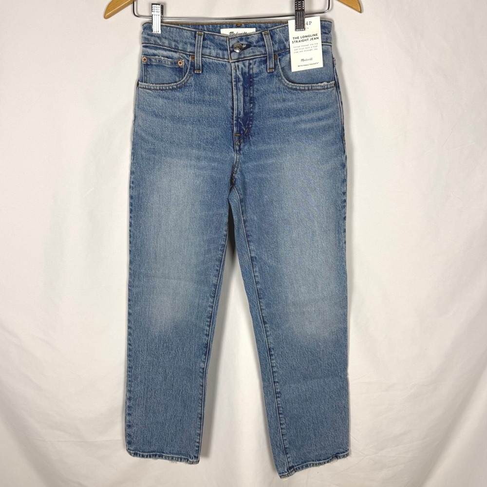 NWT Madewell The Longline Straight Jean Petite Medium Wash Size 24P